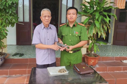 Người dân phát hiện súng, đạn khi đào chuối trên đê