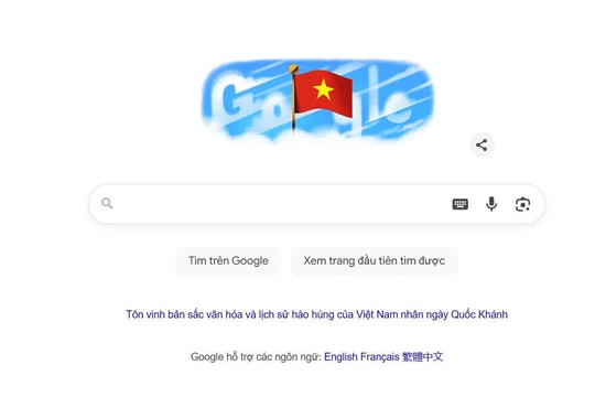 Google đổi doodle chào mừng Quốc khánh Việt Nam 2/9