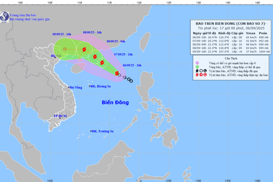 Bão số 7 mạnh lên, cảnh báo gió giật cấp 13 trên Biển Đông