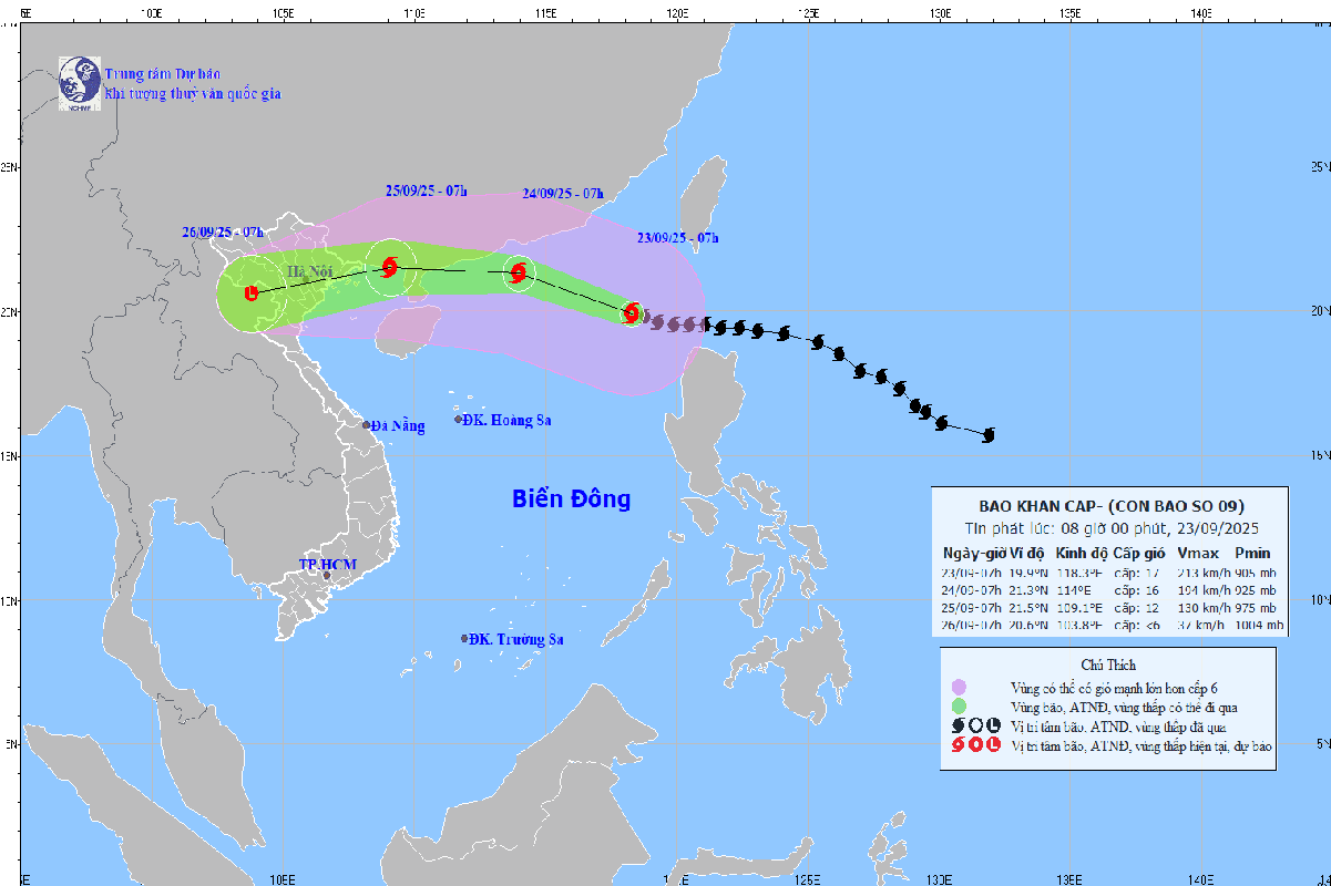 Siêu bão Ragasa di chuyển nhanh,  cường độ cấp 17, giật trên cấp 17