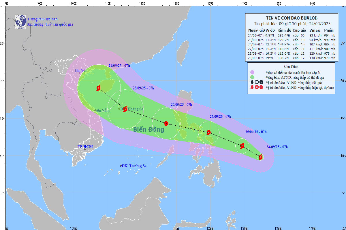 Hình thành bão Bualoi, Biển Đông nguy cơ hứng chịu 2 cơn bão