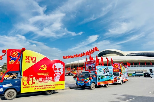 Đoàn xe diễu hành rực rỡ chào mừng Đại hội Đảng bộ tỉnh Quảng Ninh lần thứ XVI