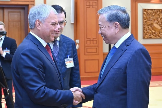 Tổng Bí thư Tô Lâm tiếp Chủ tịch Duma Quốc gia Quốc hội Liên bang Nga Vyacheslav Volodin