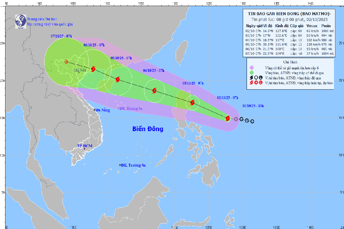 Bão số 11 Matmo hình thành, dự kiến vào Biển Đông vào ngày mai