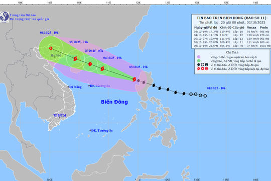 Bão số 11 tiến nhanh vào Bắc Biển Đông, cảnh báo mưa lũ diện rộng