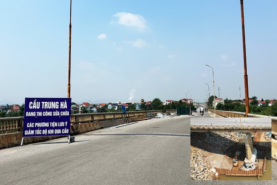 Tạm dừng lưu thông qua cầu Trung Hà để kiểm định an toàn công trình