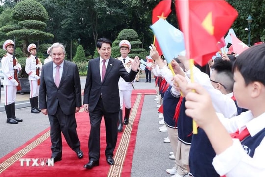 Chủ tịch nước Lương Cường chủ trì lễ đón chính thức Tổng Thư ký Liên hợp quốc