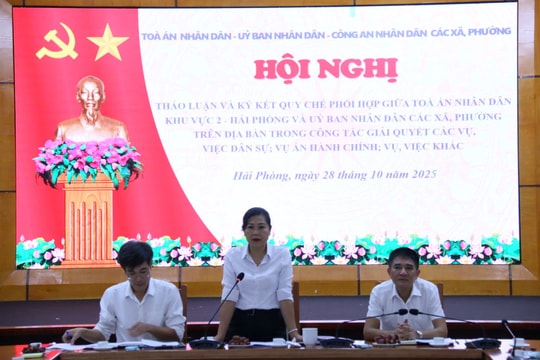 TAND Khu vực 2 - Hải Phòng tổ chức ký kết quy chế phối hợp trong công tác quyết các vụ, việc