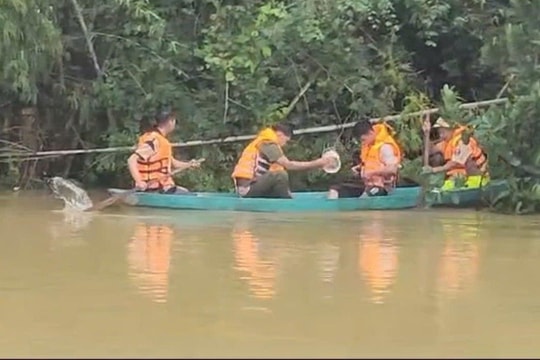 Kịp thời cứu người đàn ông bị lật ghe giữa dòng nước xiết