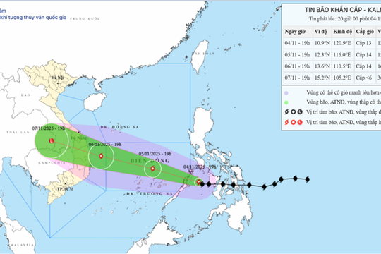 Bão KALMAEGI giật cấp 17, tiến nhanh vào Biển Đông, cảnh báo mưa lớn, lũ quét ở miền Trung