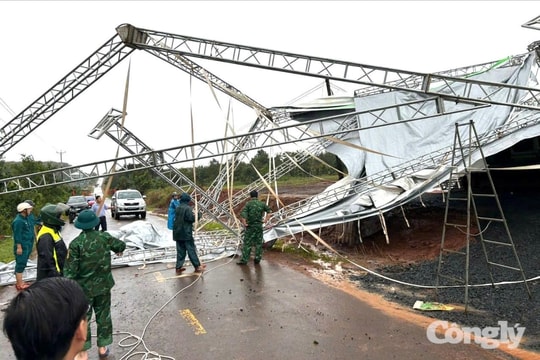 Bão số 13: Gia Lai có 1 người tử vong, 43 nhà sập, 2.282 nhà tốc mái, hàng nghìn ha lúa bị hư hại