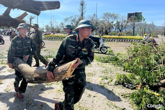 Gia Lai: Bộ đội Sư đoàn 2 giúp dân khắc phục hậu quả do bão số 13 gây ra