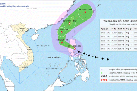 Bão Fung-wong giật cấp 17, miền Bắc đêm nay mưa dông