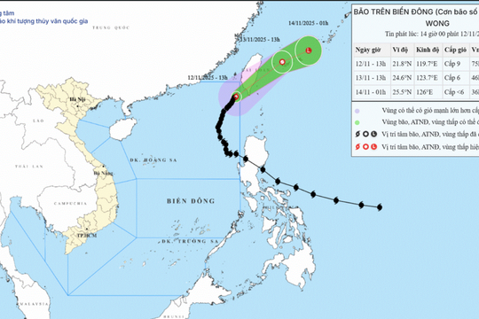 Bão số 14 suy yếu dần trên biển Đông