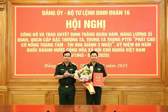 Binh đoàn 16 trao quyết định thăng quân hàm năm 2025