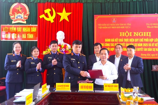 Tòa án và Viện kiểm sát khu vực 4 - Hà Tĩnh ký kết thực hiện quy chế phối hợp năm 2026