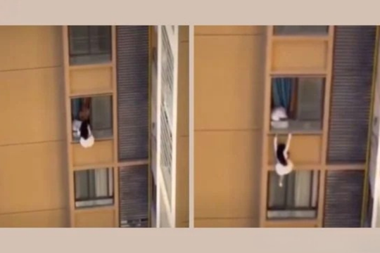 Người phụ nữ bám lan can ban công tầng 10 để trốn vợ của nhân tình