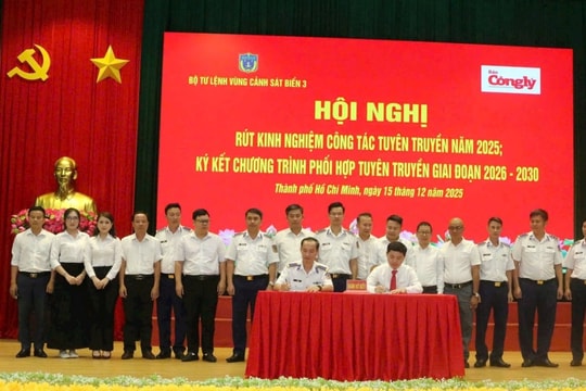 Báo Công lý và Bộ Tư lệnh Vùng Cảnh sát biển 3 ký kết chương trình phối hợp tuyên truyền