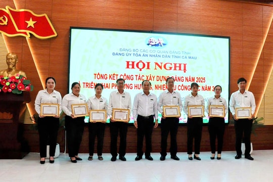 Đảng bộ TAND tỉnh Cà Mau tổng kết công tác xây dựng Đảng năm 2025