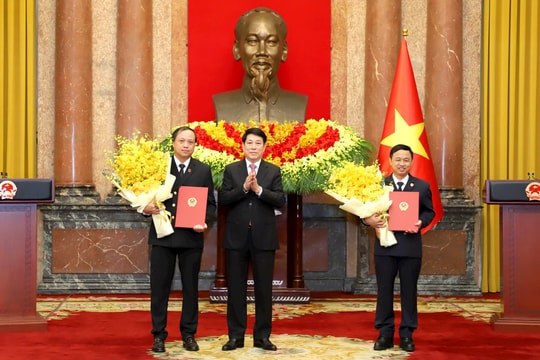 Chủ tịch nước Lương Cường trao quyết định bổ nhiệm 2 Phó Chánh án Tòa án nhân dân tối cao