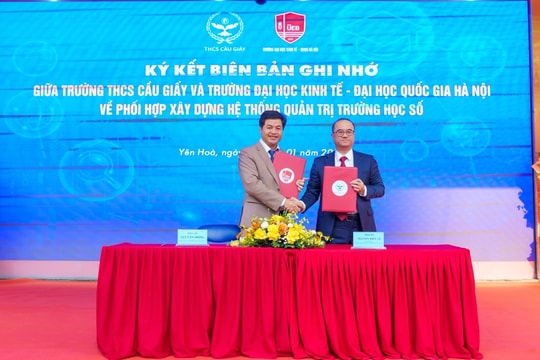 Trường Đại học Kinh tế phối hợp, chuyển giao Hệ thống Quản trị số tại Trường THCS Cầu Giấy