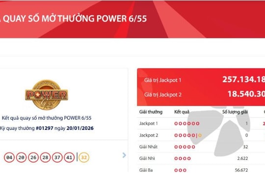 Vietlott xác định vé trúng Jackpot 1 Power 6/55 hơn 257 tỷ đồng