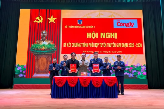 Báo Công lý và Bộ Tư lệnh Vùng Cảnh sát biển 1 tăng cường phối hợp tuyên truyền