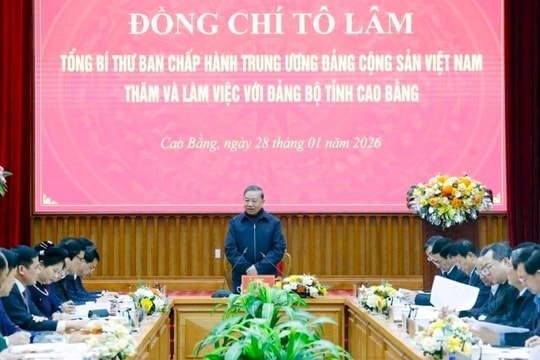 Tổng Bí thư Tô Lâm làm việc với Ban Chấp hành Đảng bộ tỉnh Cao Bằng