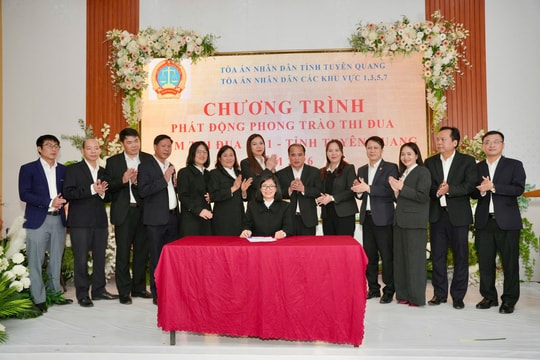 Cụm thi đua số 1 TAND tỉnh Tuyên Quang phấn đấu hoàn thành xuất sắc nhiệm vụ năm 2026