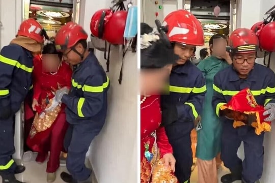 Đi đón dâu, 6 người bị kẹt trong thang máy