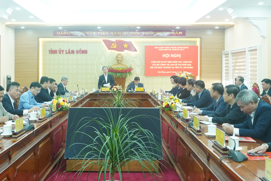 Công bố quyết định của Bộ Chính trị về kiểm tra, giám sát đối với Ban Thường vụ Tỉnh ủy Lâm Đồng