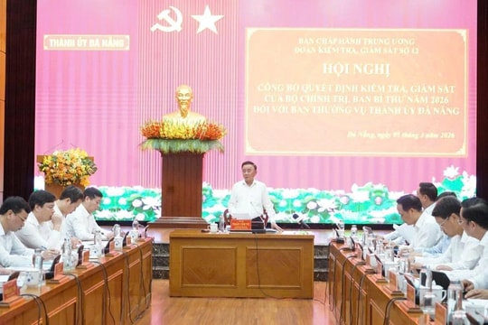 Công bố quyết định kiểm tra, giám sát đối với Ban Thường vụ Thành ủy Đà Nẵng