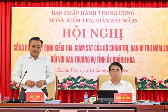 Công bố quyết định kiểm tra, giám sát đối với Ban Thường vụ Tỉnh ủy Khánh Hòa