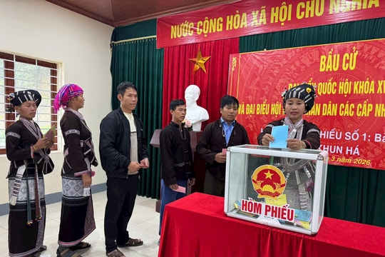 Lai Châu: Nhiều điểm bầu cử đạt 100% cử tri tham gia bỏ phiếu