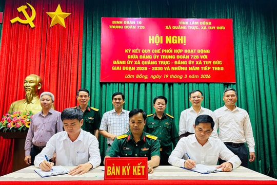 Trung đoàn 726 ký kết phối hợp với hai xã, củng cố “thế trận lòng dân”