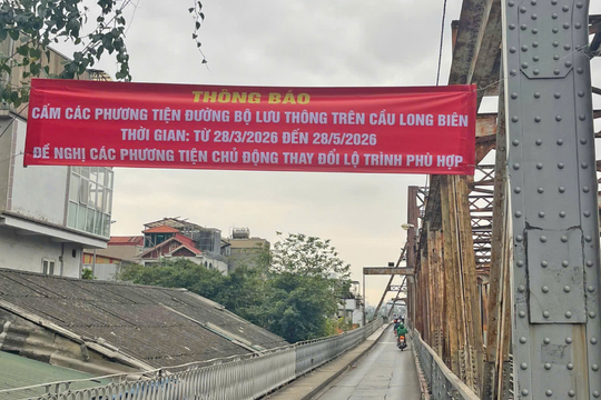 Từ 9h ngày 28/3, cấm toàn bộ phương tiện qua cầu Long Biên trong 60 ngày