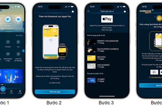 Sau Garmin Pay và Samsung Pay, Eximbank tích hợp Apple Pay cho thẻ Visa