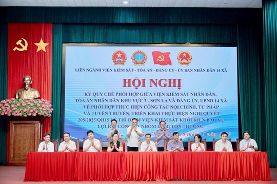 TAND khu vực 2 - Sơn La ký quy chế phối hợp với 14 xã trên địa bàn