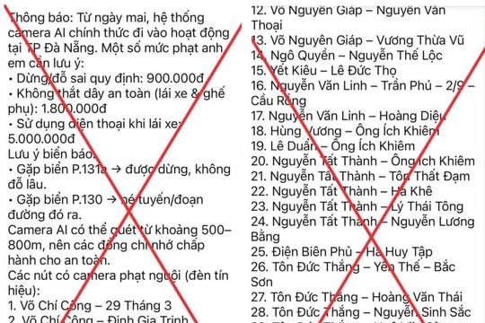 Đà Nẵng chưa áp dụng camera AI để xử phạt nguội