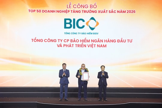 BIC lọt Top 50 doanh nghiệp tăng trưởng xuất sắc Việt Nam năm 2026