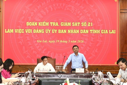 Đoàn kiểm tra, giám sát số 21 làm việc với Đảng ủy UBND tỉnh Gia Lai