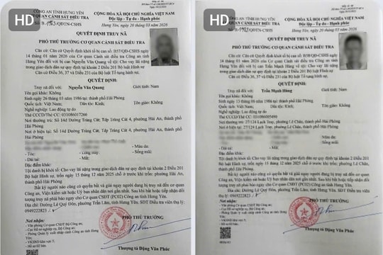 Công an tỉnh Hưng Yên truy nã 2 đối tượng cho vay nặng lãi