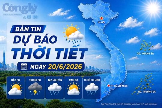 Dự báo thời tiết ngày 20/6: Bắc bộ, Trung bộ nắng nóng; Nam bộ mưa dông về chiều tối