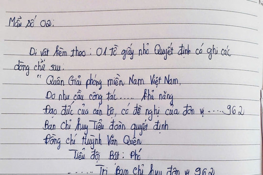 Tìm thân nhân liệt sĩ Hùng Văn Quyền (Quên), Tiểu đội phó hy sinh trong Mậu Thân 1968