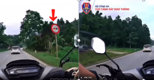 Xử lý tài xế vượt xe tại nơi có biển báo cấm vượt sau phản ánh trên VNeTraffic