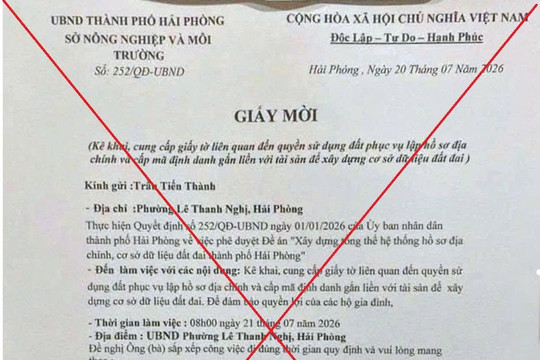 Cảnh báo giấy mời giả về đất đai gửi qua bưu điện để lừa đảo