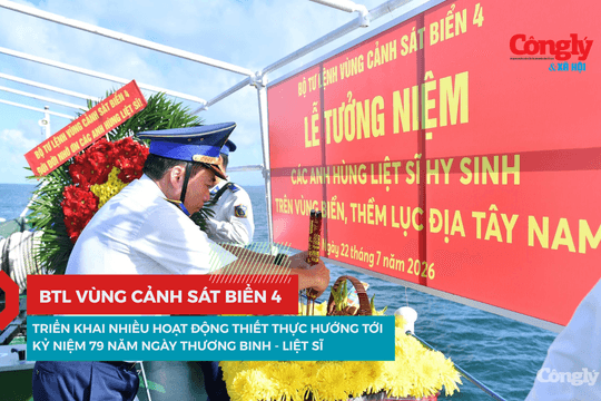 BTL Vùng Cảnh sát biển 4 triển khai nhiều hoạt động thiết thực hướng tới kỷ niệm 79 năm Ngày Thương binh - Liệt sĩ