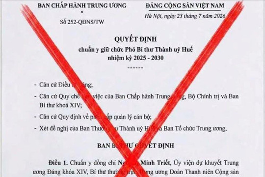 Cảnh báo văn bản giả mạo về công tác cán bộ lan truyền trên mạng