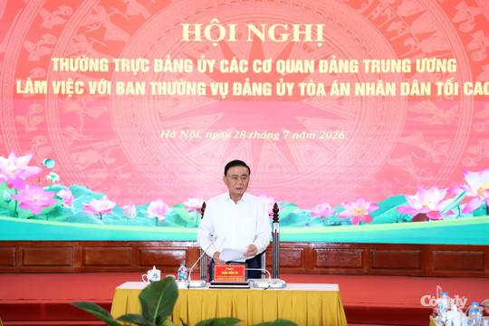 Thường trực Đảng ủy các cơ quan Đảng Trung ương làm việc với Ban Thường vụ Đảng ủy TANDTC