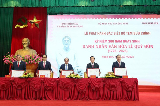 Phát hành bộ tem bưu chính kỷ niệm 300 năm Ngày sinh Danh nhân văn hóa Lê Quý Đôn